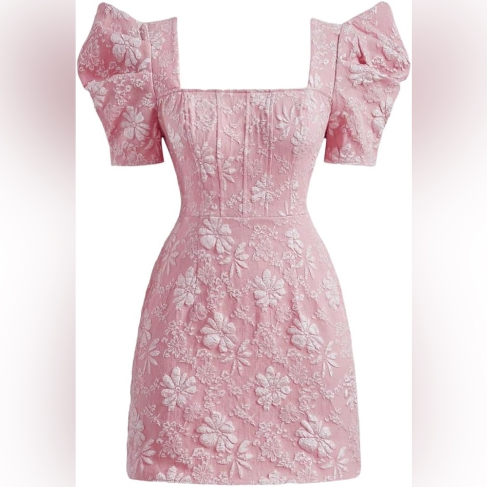 Amazon women’s floral square neck puff short sleeve mini dress